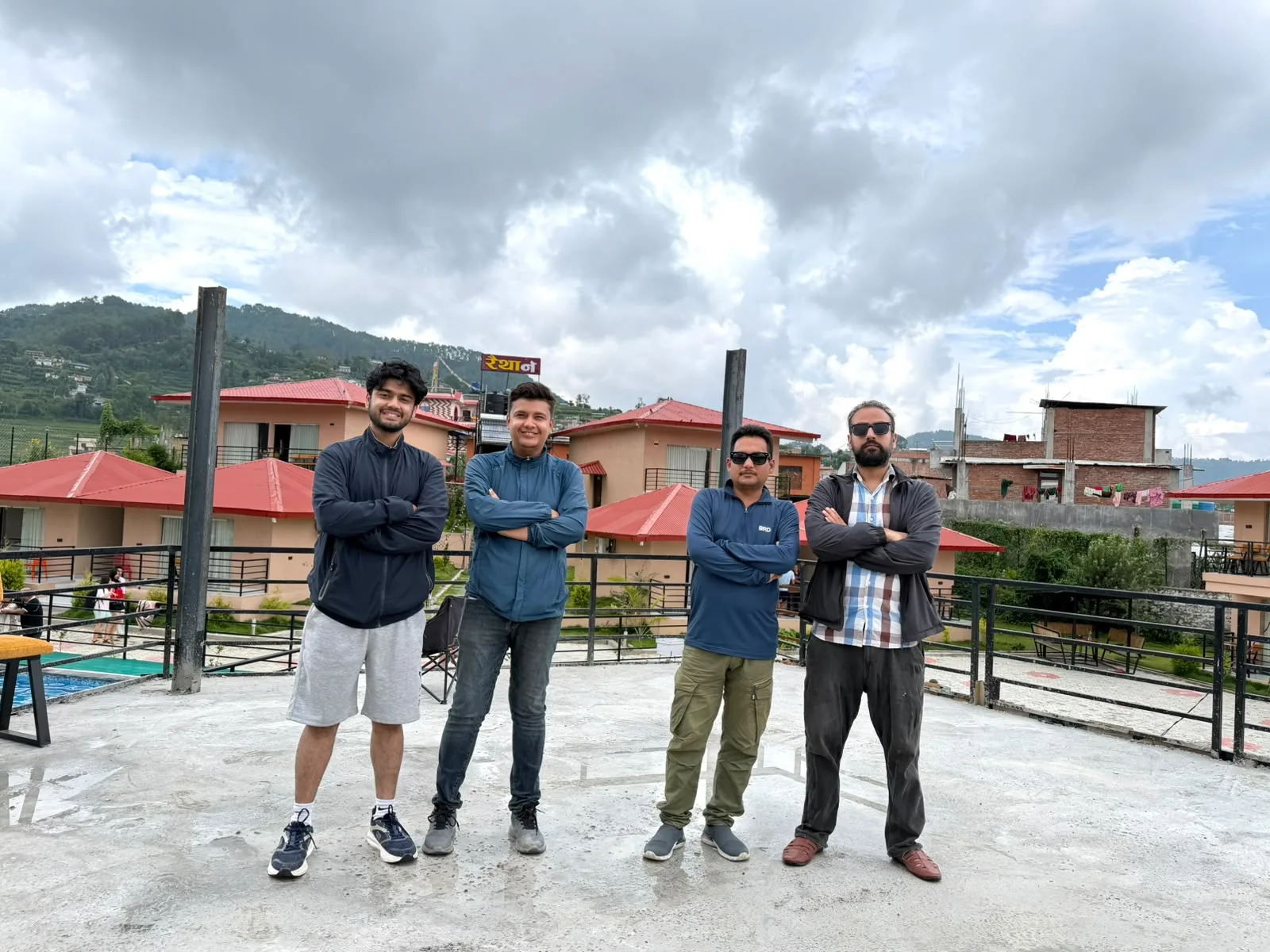 The crew on the terrace